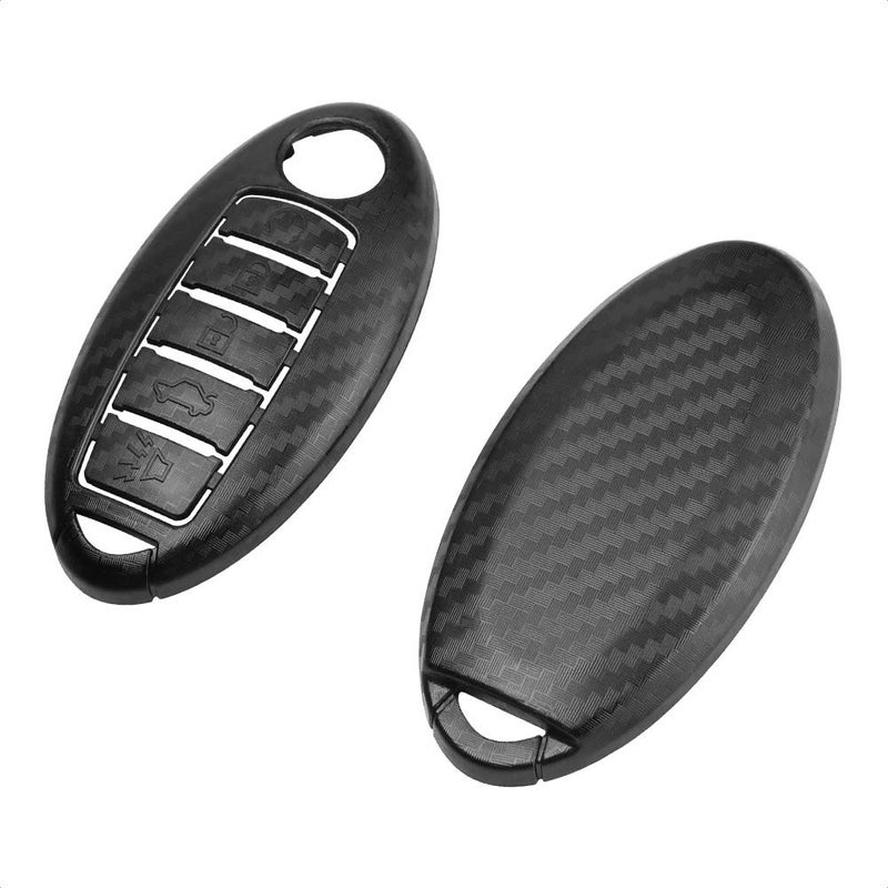 TANGSEN Smart Key Fob Case 3D Carbon Fiber ABS Plastic Emboss Cover for INFINITI JX35 Q50 Q60 QX56 QX60 QX80 for NISSAN ALTIMA ARMADA MAXIMA MURANO PATHFINDER ROGUE 5 Button Keyless Entry Remote - Image 4